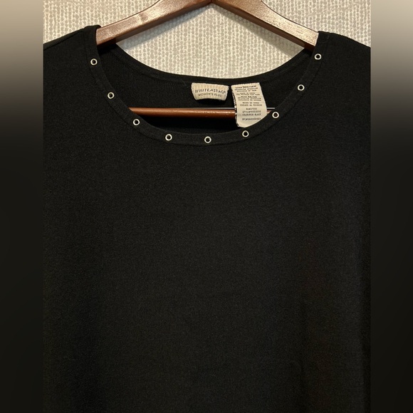 WHITE STAG Black Woman's Plus 26/28W Knit Top w/ Silver Metal Eyelet Accents - Picture 2 of 11